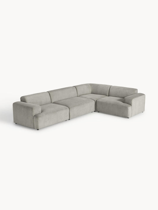Melvara Large Corduroy Corner Sofa (4-Seater)