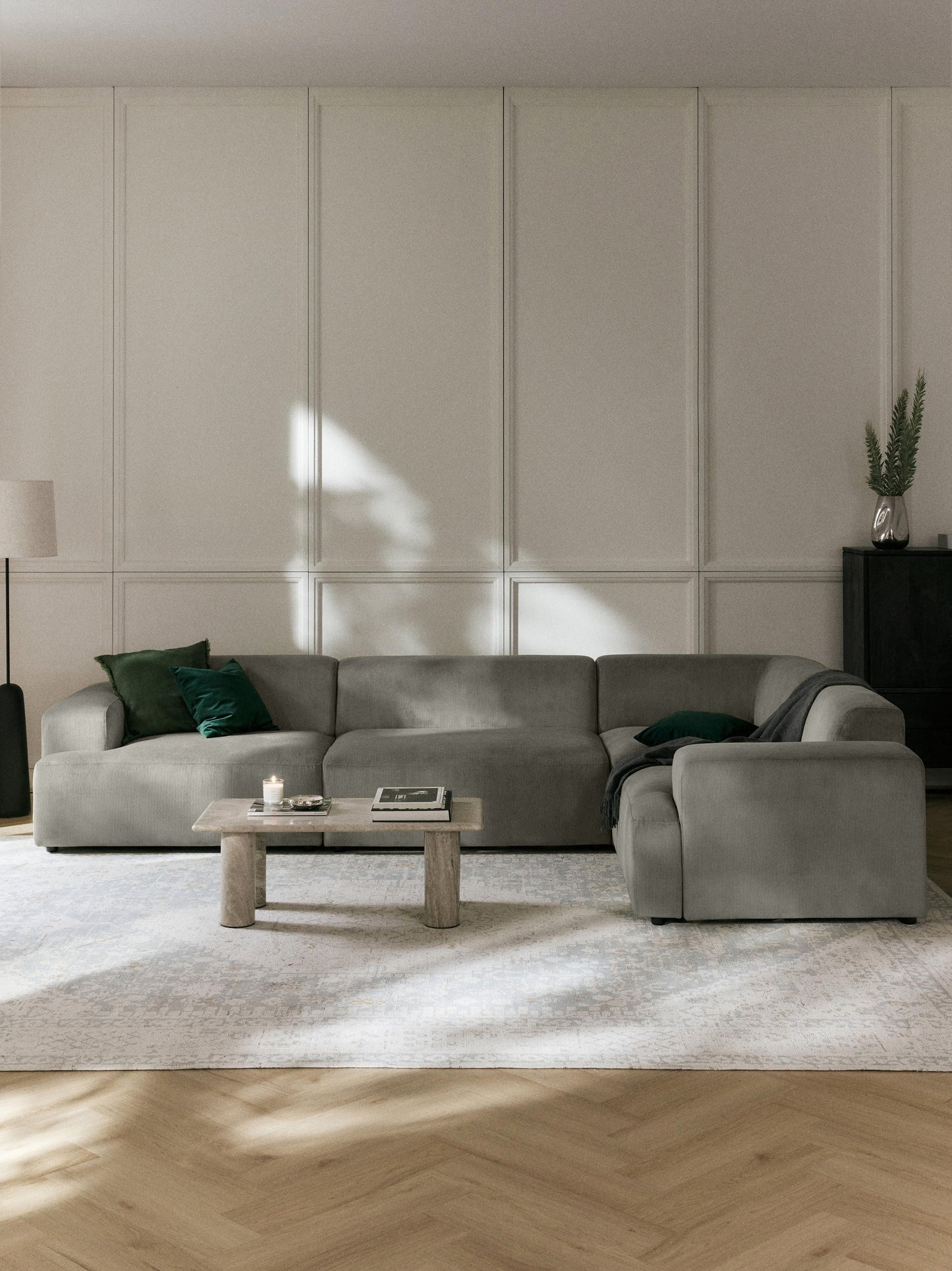 Melvara Large Corduroy Corner Sofa (4-Seater)