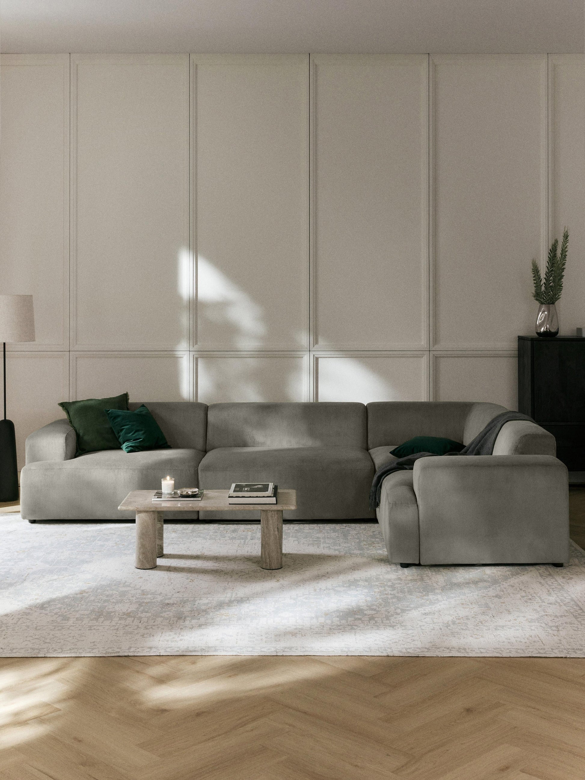 Melvara Large Corduroy Corner Sofa (4-Seater)