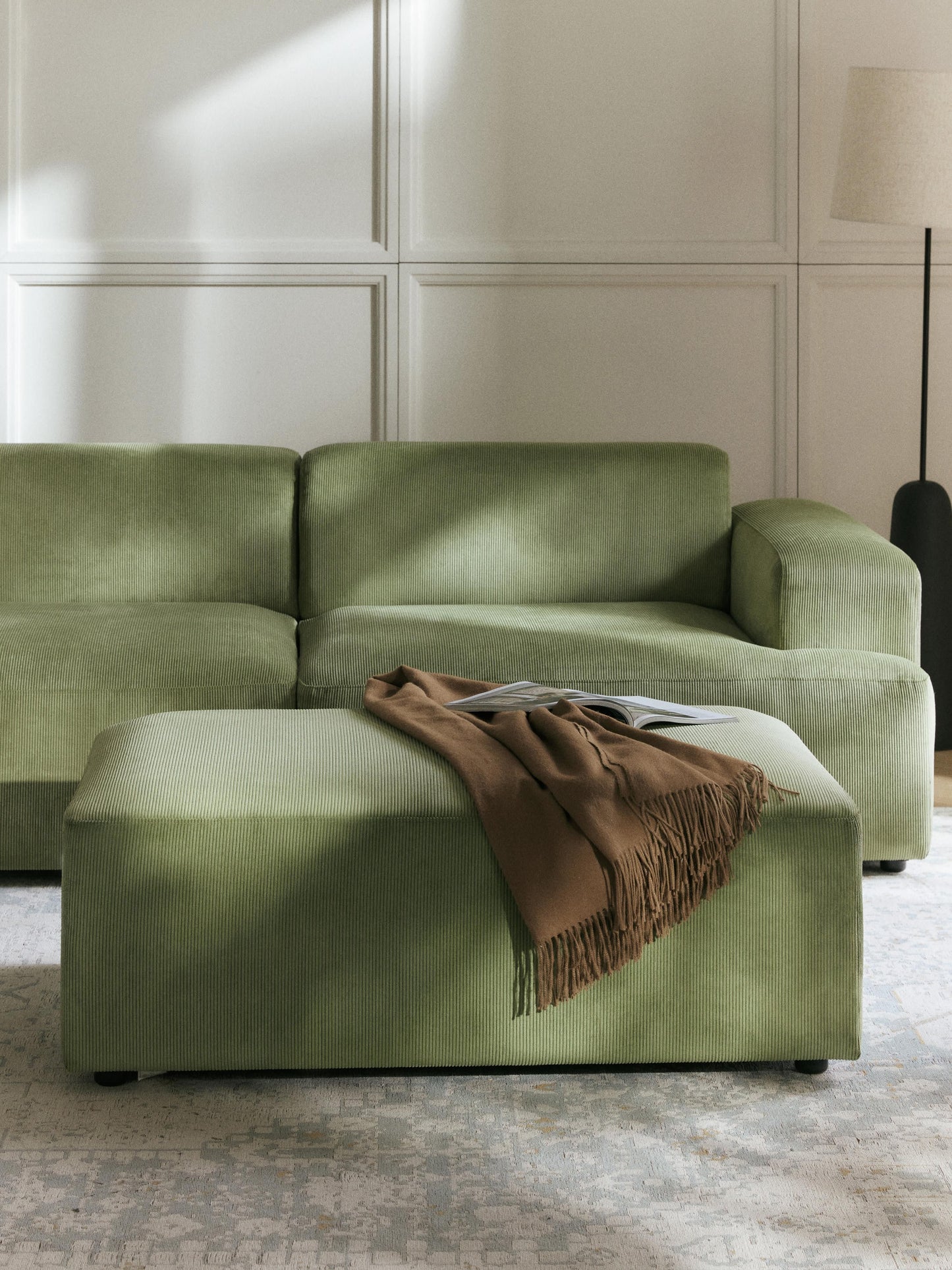 Melvara XL Corduroy Ottoman, W 116 x D 72 cm