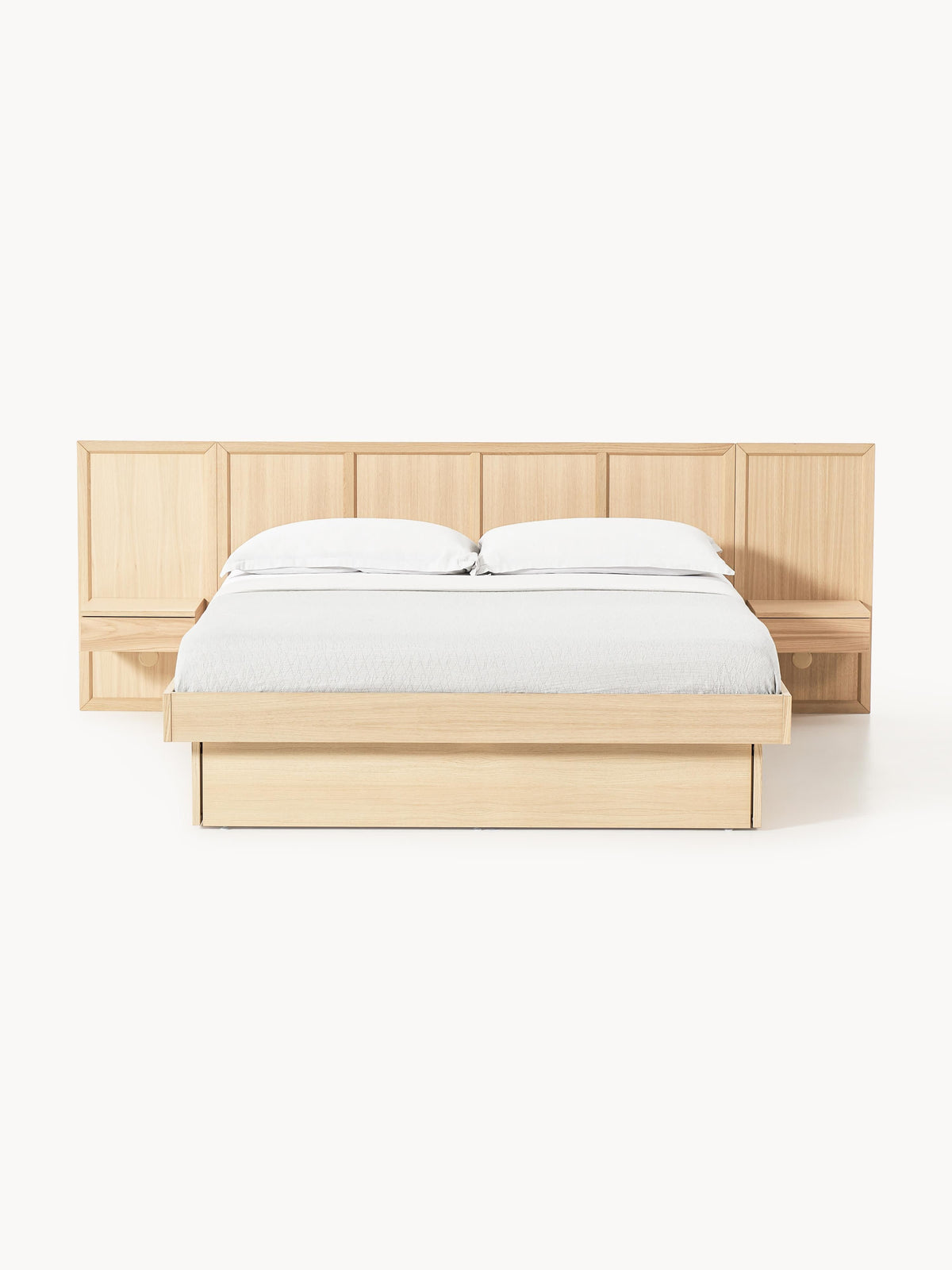 Nanvelo Wooden Bed with Headboard and Bedside Tables