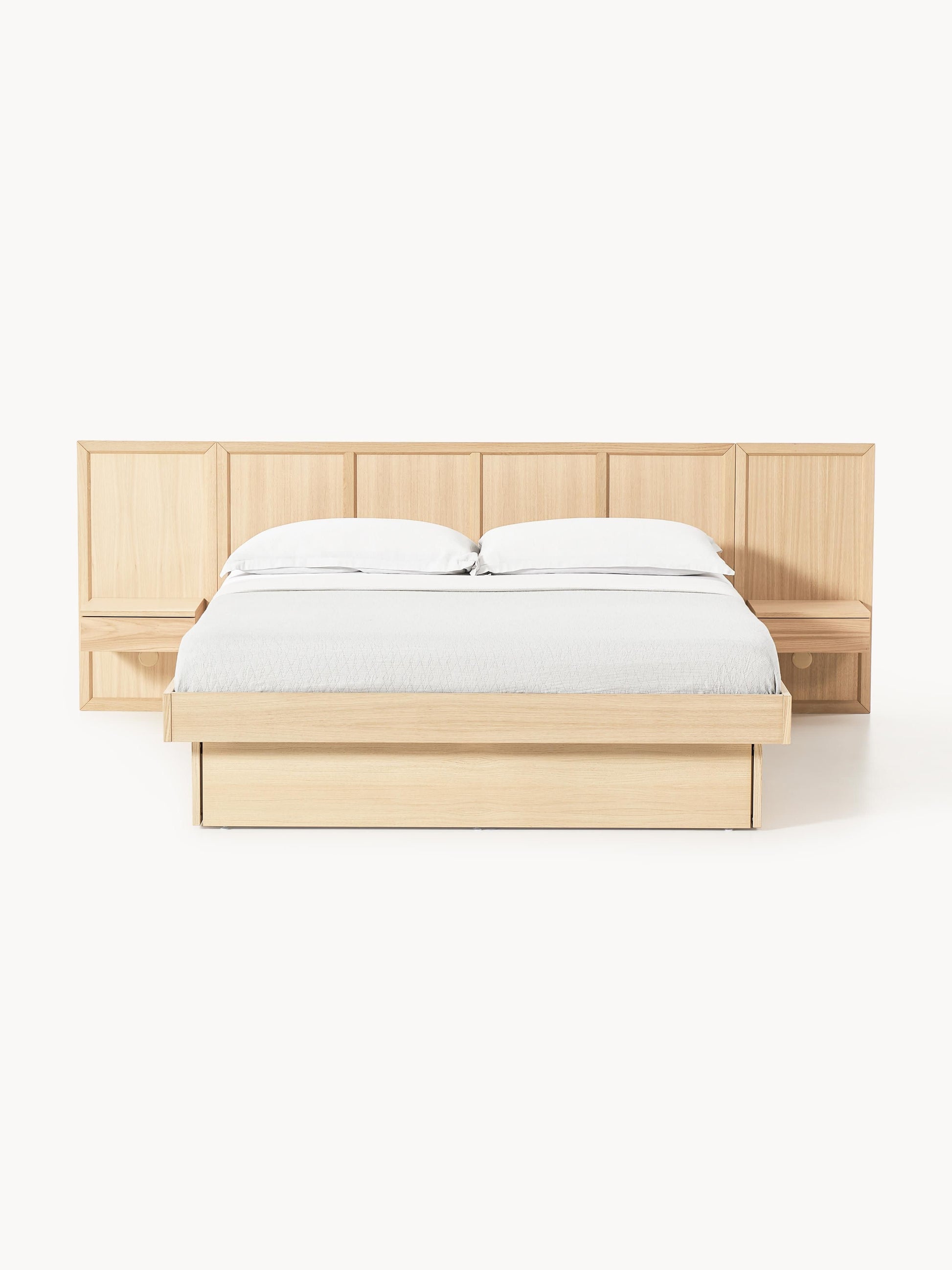 Nanvelo Wooden Bed with Headboard and Bedside Tables