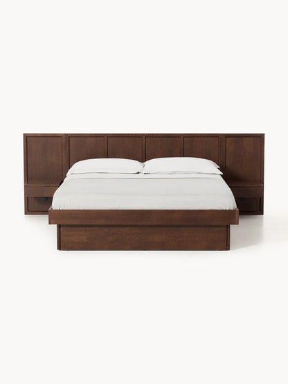 Nanvelo Wooden Bed with Headboard and Bedside Tables