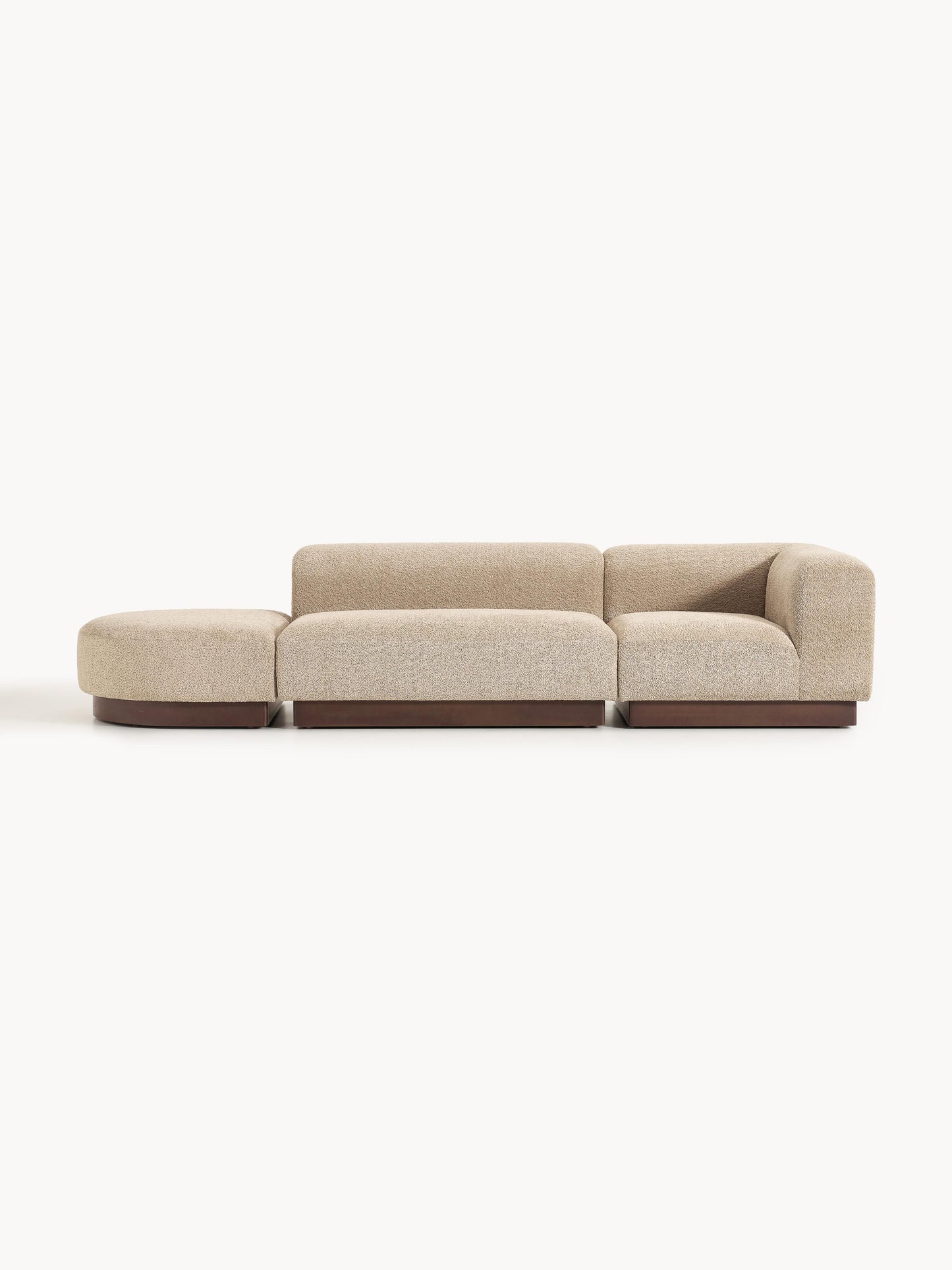 Natessia Modular Ottoman in Teddy Bouclé with Stool (Left/Right)