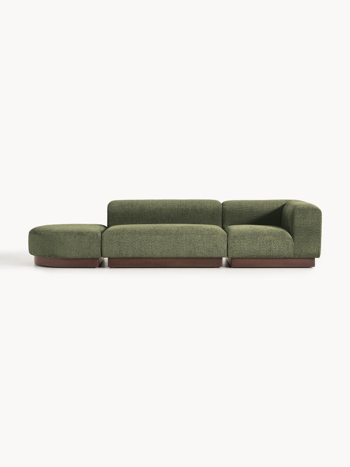 Natessia Modular Ottoman in Teddy Bouclé with Stool (Left/Right)