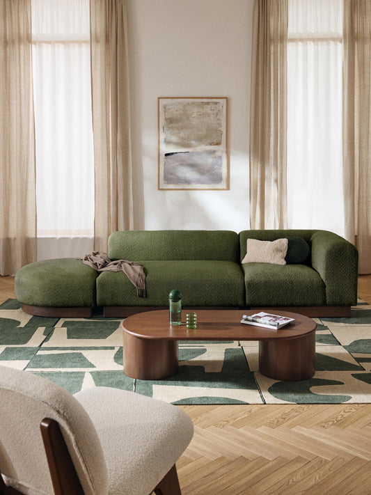 Natessia Modular Ottoman in Teddy Bouclé with Stool (Left/Right)