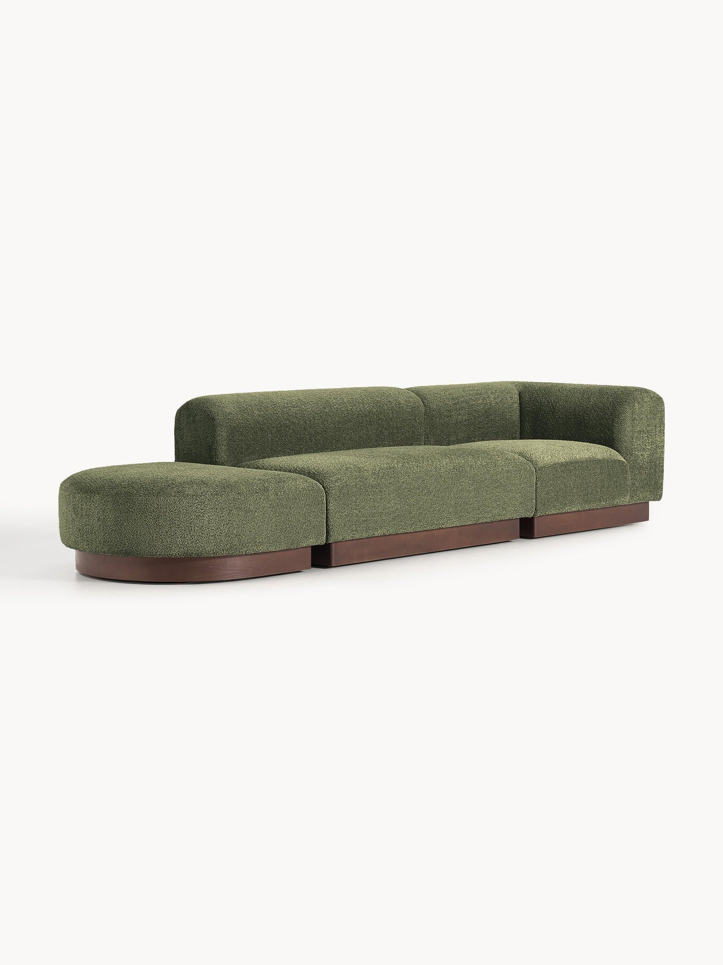 Natessia Modular Ottoman in Teddy Bouclé with Stool (Left/Right)