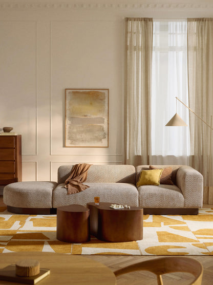 Natessia Modular Ottoman in Teddy Bouclé with Stool (Left/Right)