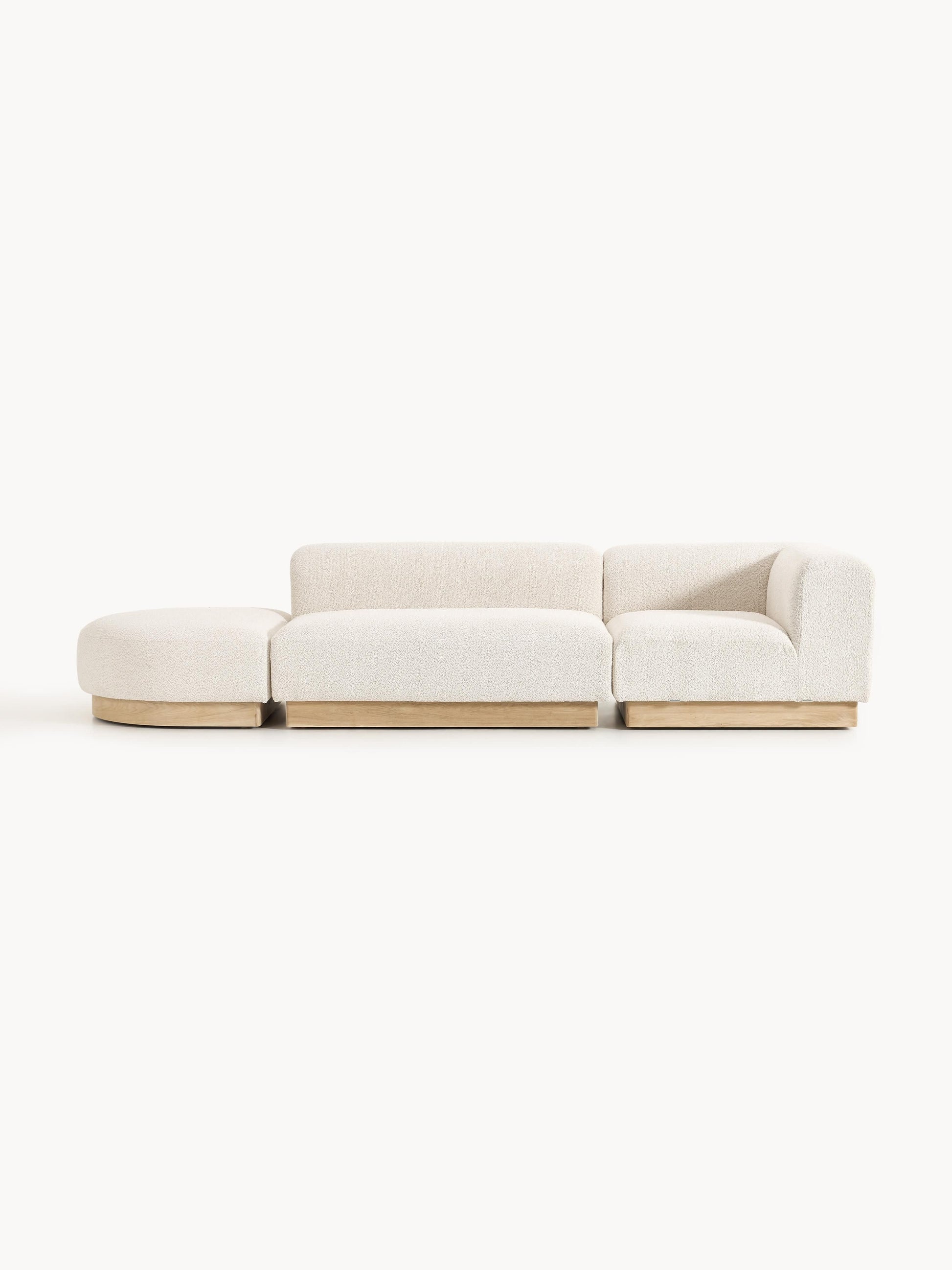 Natessia Modular Ottoman in Teddy Bouclé with Stool (Left/Right)