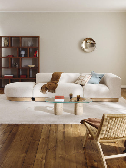 Natessia Modular Ottoman in Teddy Bouclé with Stool (Left/Right)