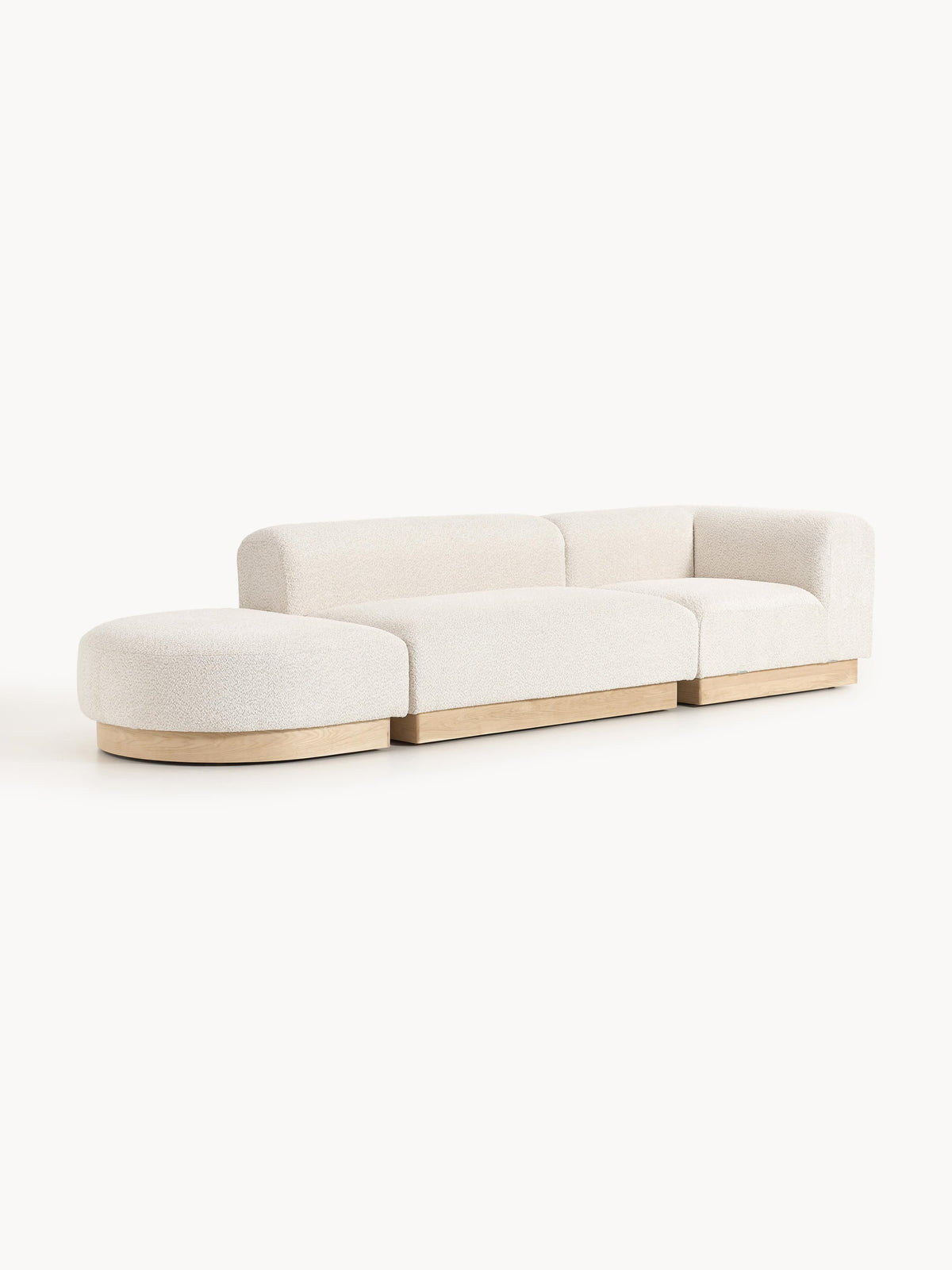Natessia Modular Ottoman in Teddy Bouclé with Stool (Left/Right)