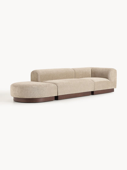 Natessia Modular Ottoman in Teddy Bouclé with Stool (Left/Right)