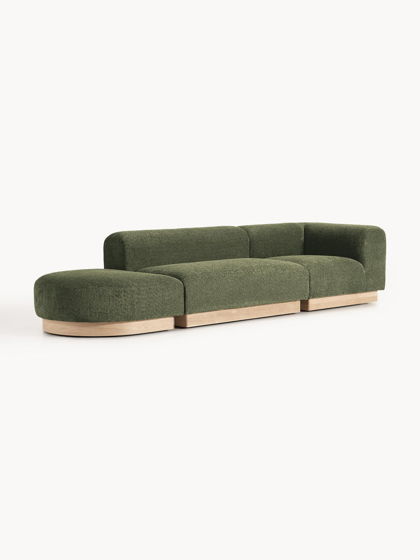 Natessia Modular Ottoman in Teddy Bouclé with Stool (Left/Right)