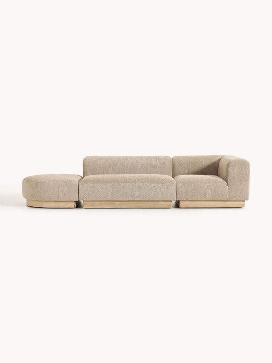Natessia Modular Ottoman in Teddy Bouclé with Stool (Left/Right)