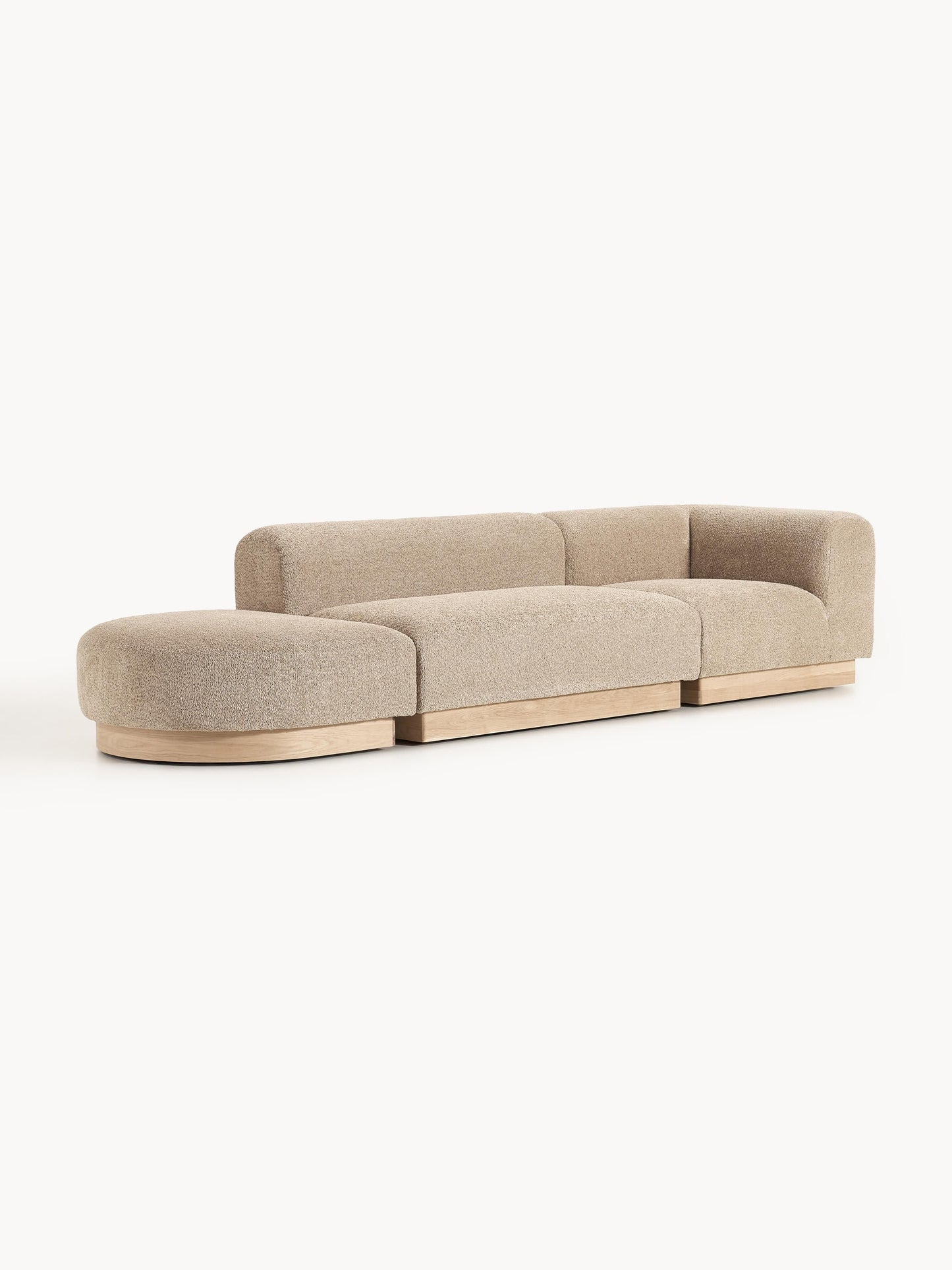 Natessia Modular Ottoman in Teddy Bouclé with Stool (Left/Right)