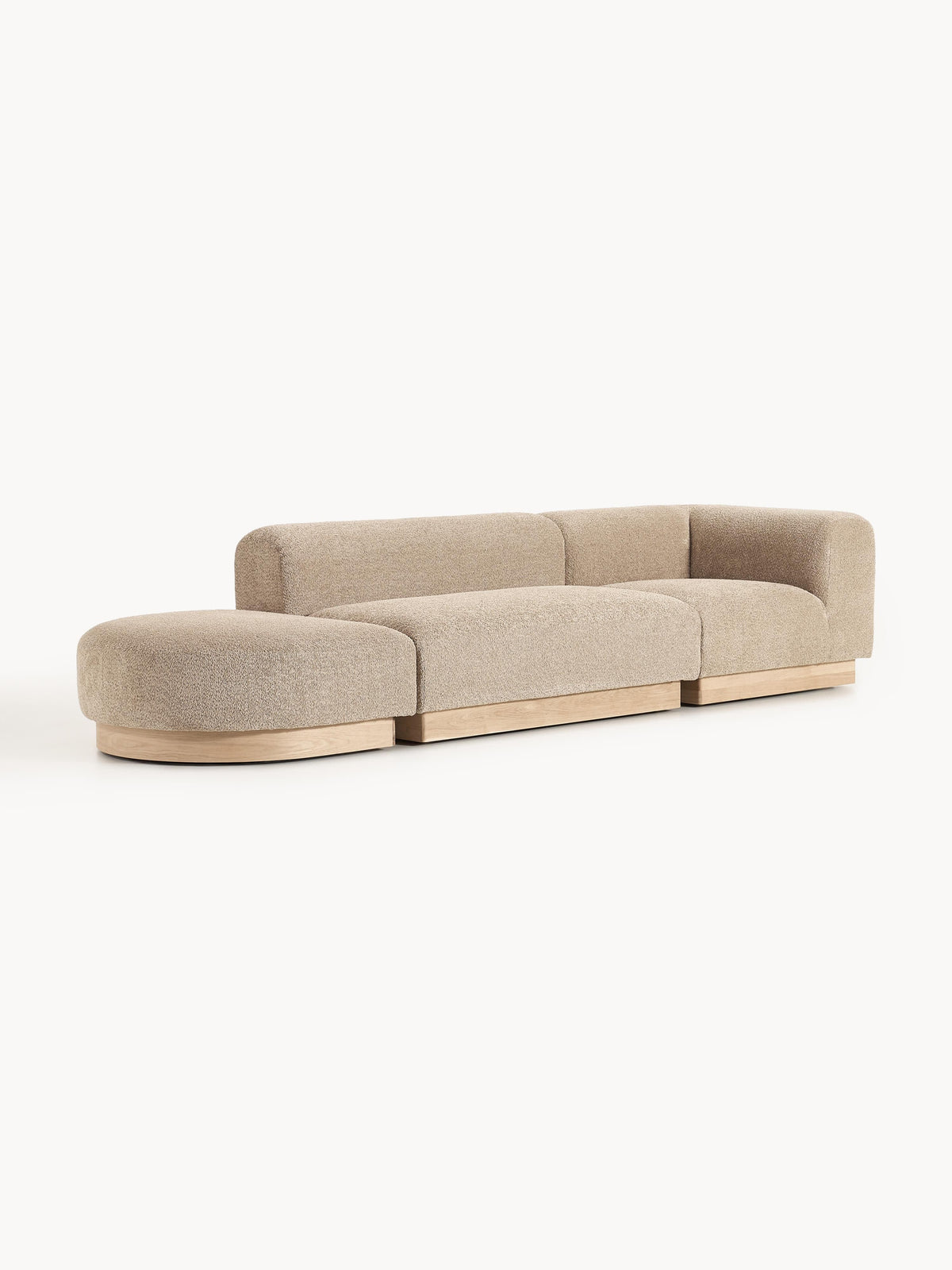 Natessia Modular Ottoman in Teddy Bouclé with Stool (Left/Right)