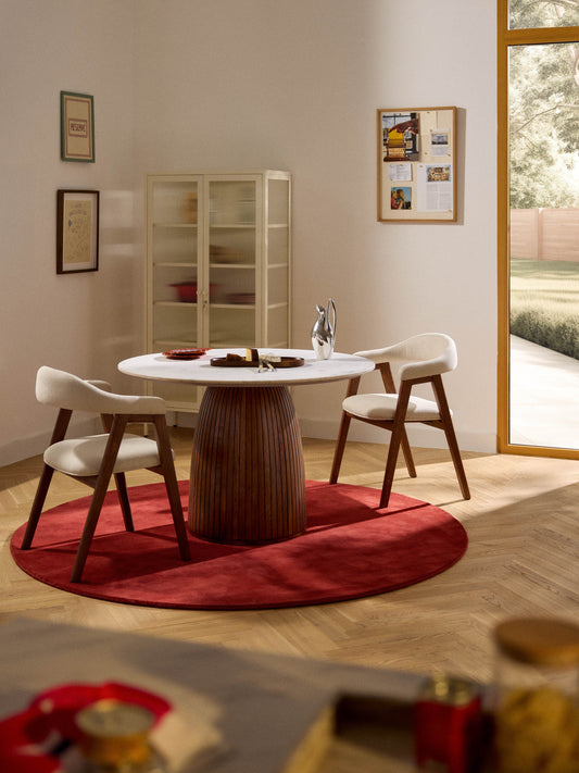 Nelmira Round Dining Table with Marble Tabletop, Ø 115 cm