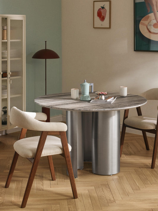 Novanzo Round Dining Table with Marble Tabletop, Ø 120 cm