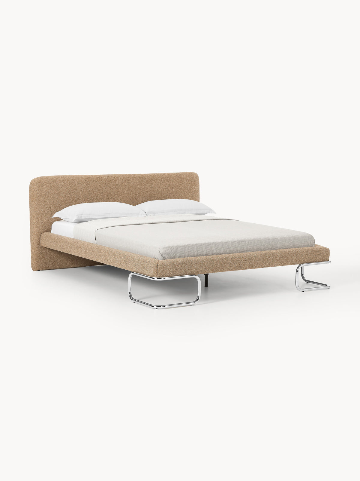 Olindra Bouclé Upholstered Bed with Metal Legs