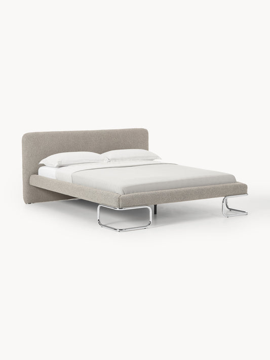 Olindra Bouclé Upholstered Bed with Metal Legs
