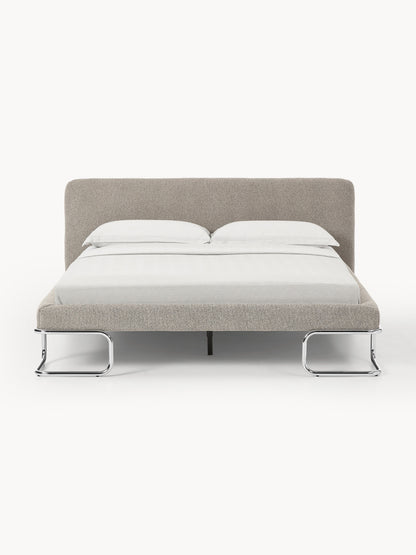 Olindra Bouclé Upholstered Bed with Metal Legs