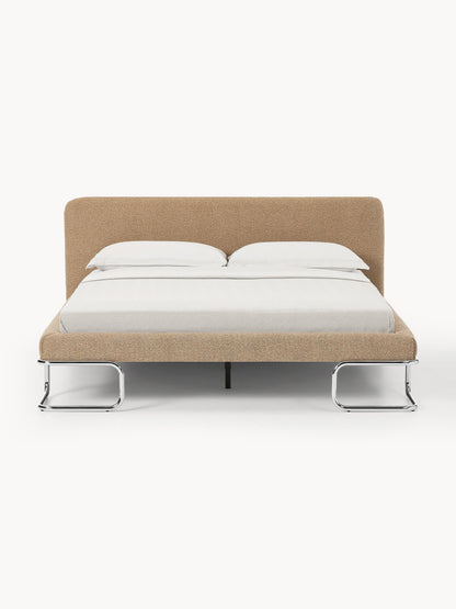 Olindra Bouclé Upholstered Bed with Metal Legs