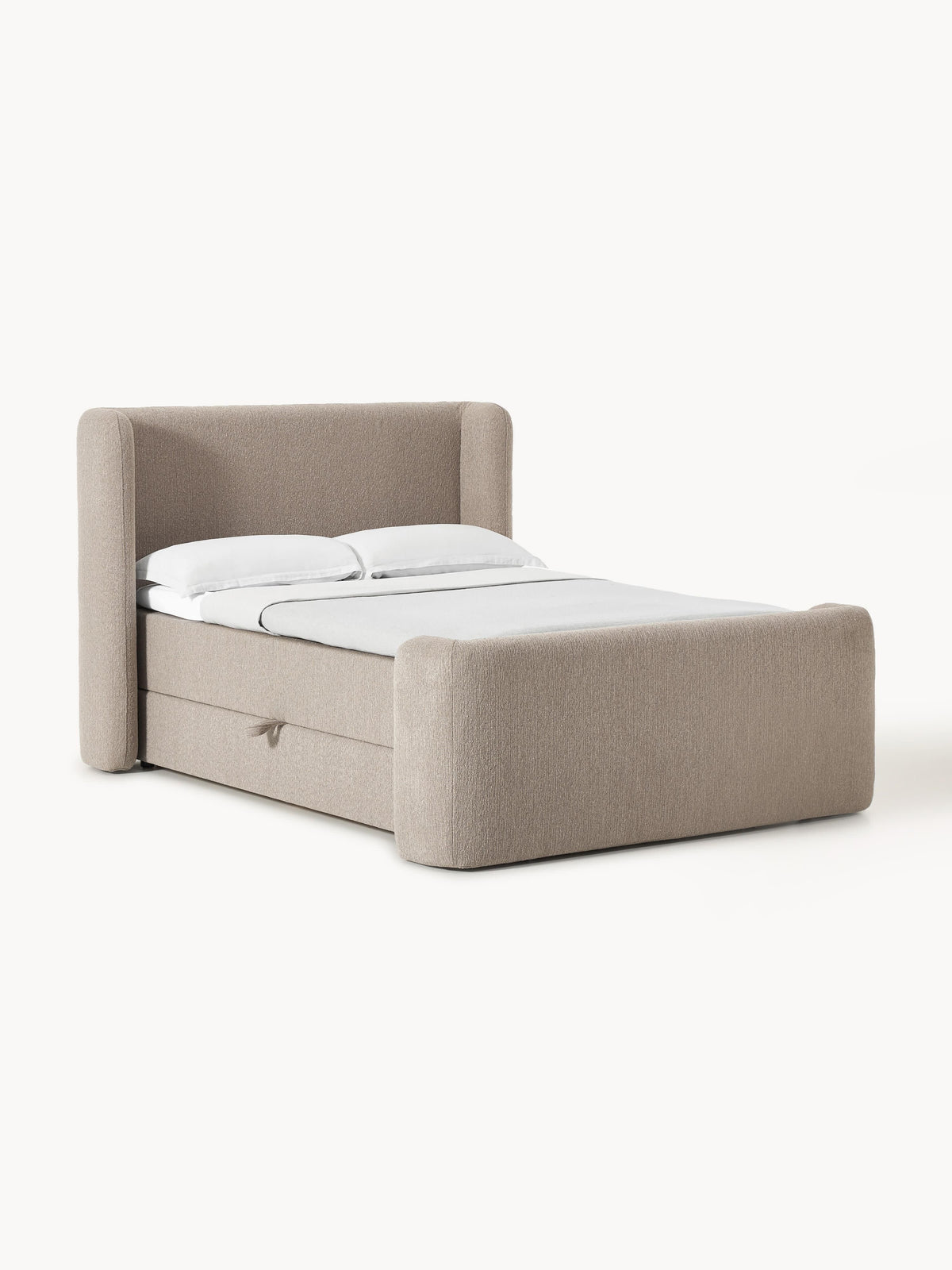 Perlora Bouclé Box Spring Bed with Storage