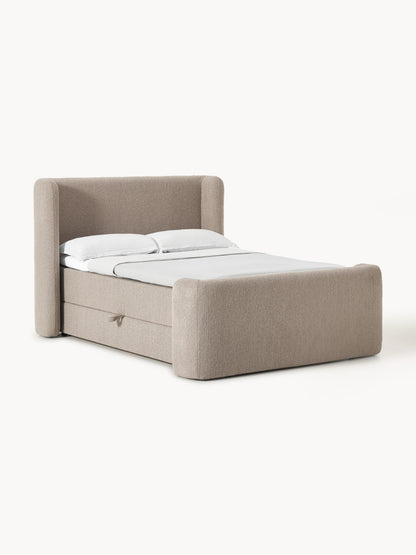 Perlora Bouclé Box Spring Bed with Storage