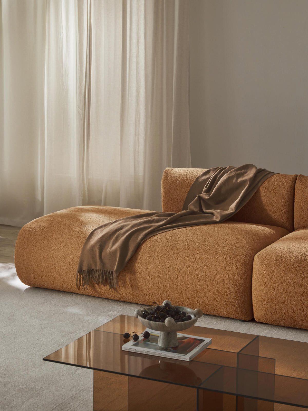 Ravella Chaise Module in Bouclé