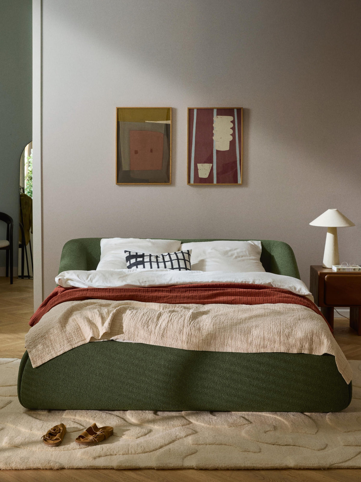 Ravella Upholstered Bed in Bouclé