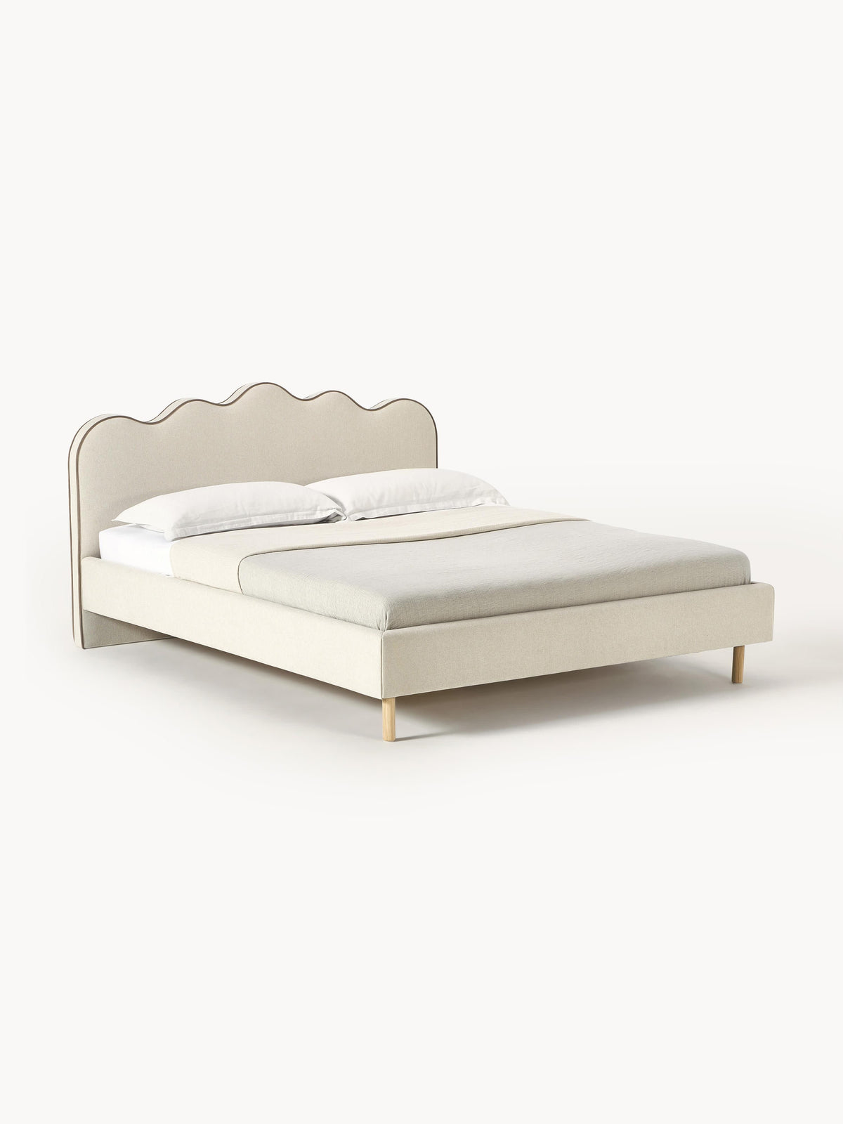 Romaya Upholstered Bed with Wavy Headboard