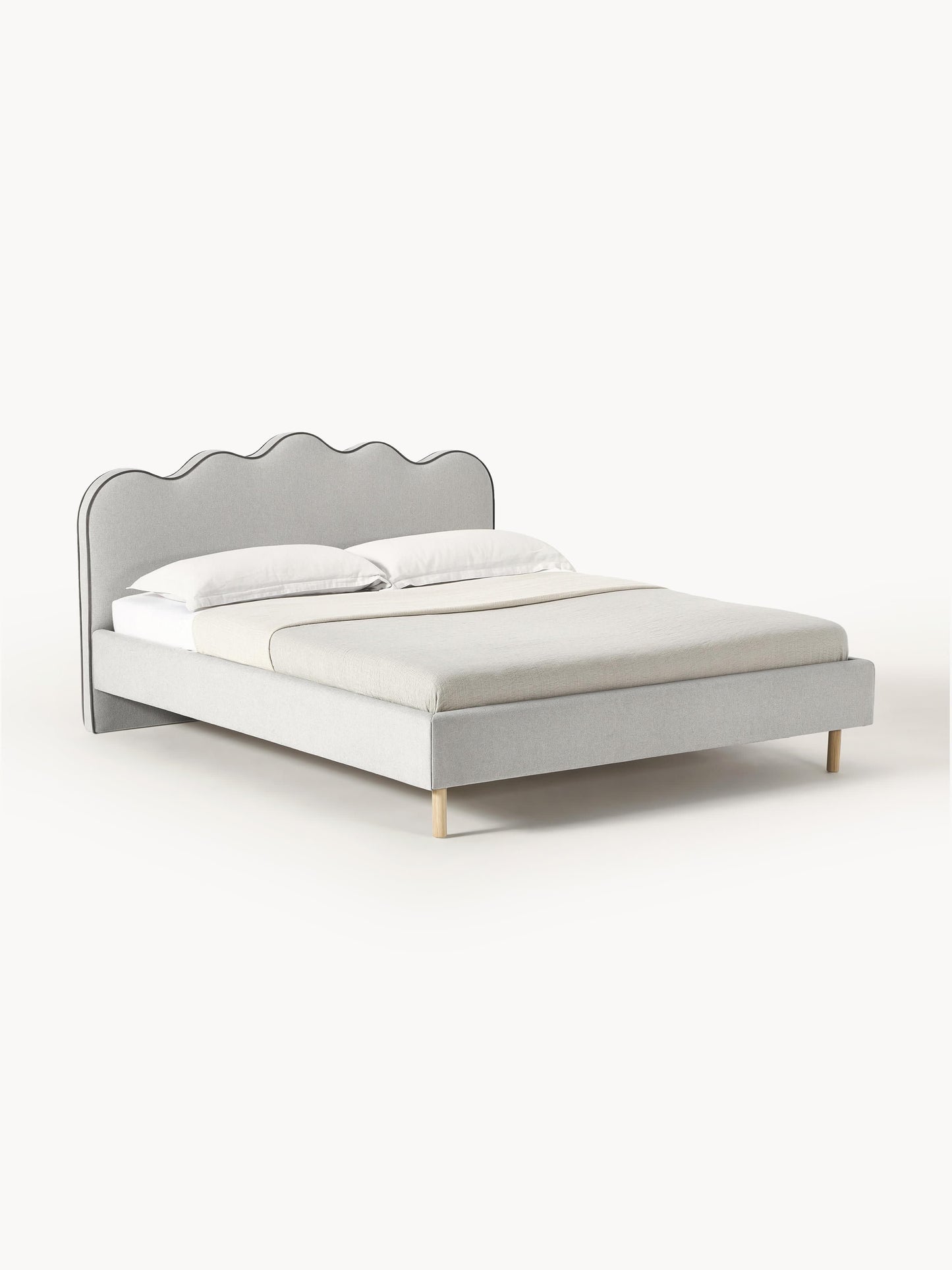 Romaya Upholstered Bed with Wavy Headboard