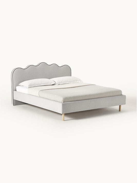 Romaya Upholstered Bed with Wavy Headboard