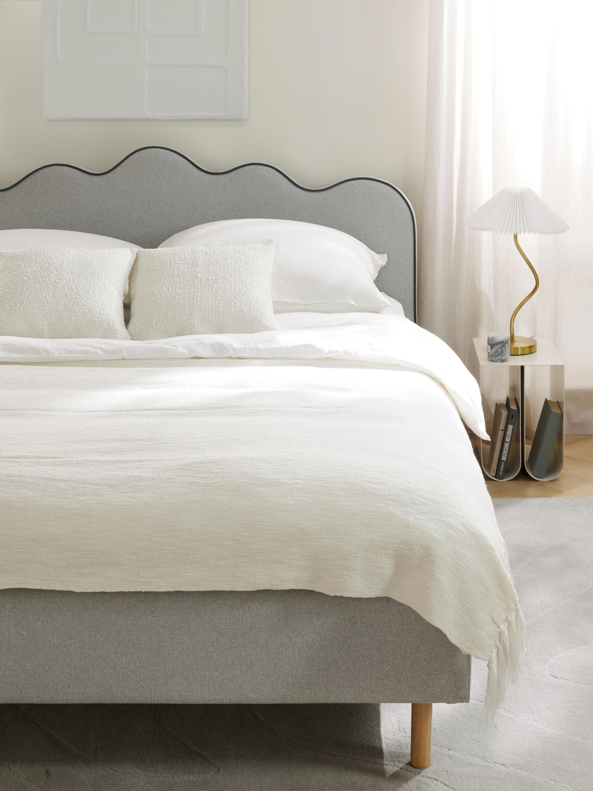 Romaya Upholstered Bed with Wavy Headboard