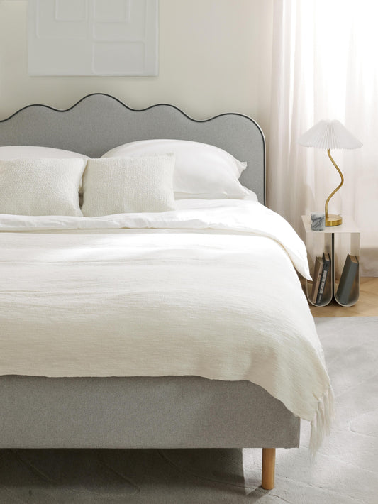 Romaya Upholstered Bed with Wavy Headboard