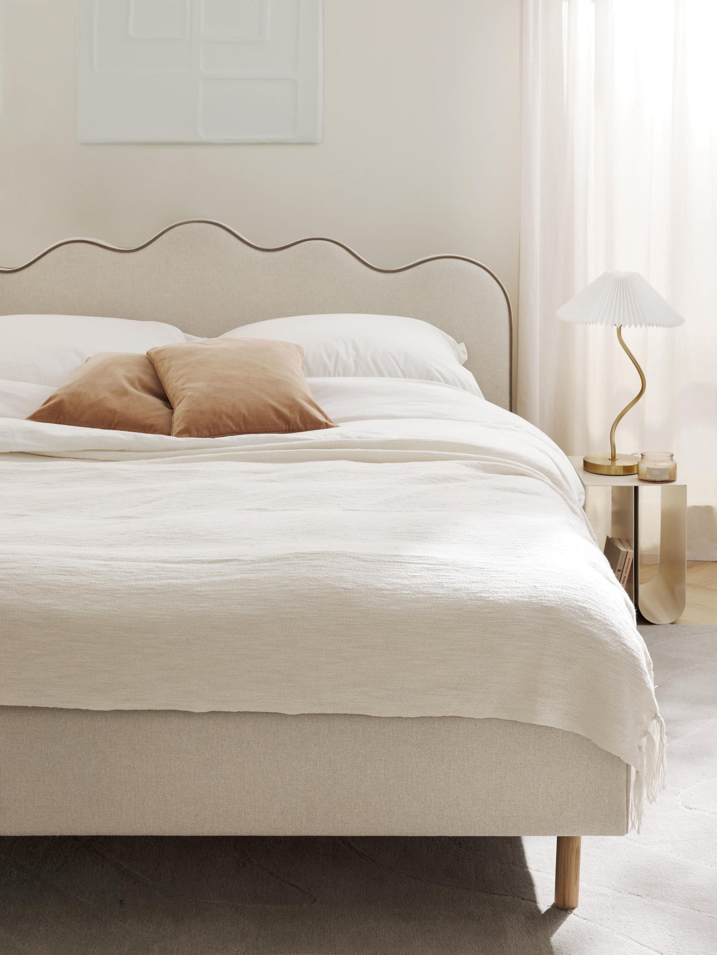 Romaya Upholstered Bed with Wavy Headboard
