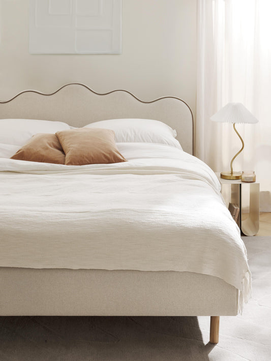 Romaya Upholstered Bed with Wavy Headboard