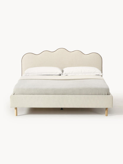 Romaya Upholstered Bed with Wavy Headboard