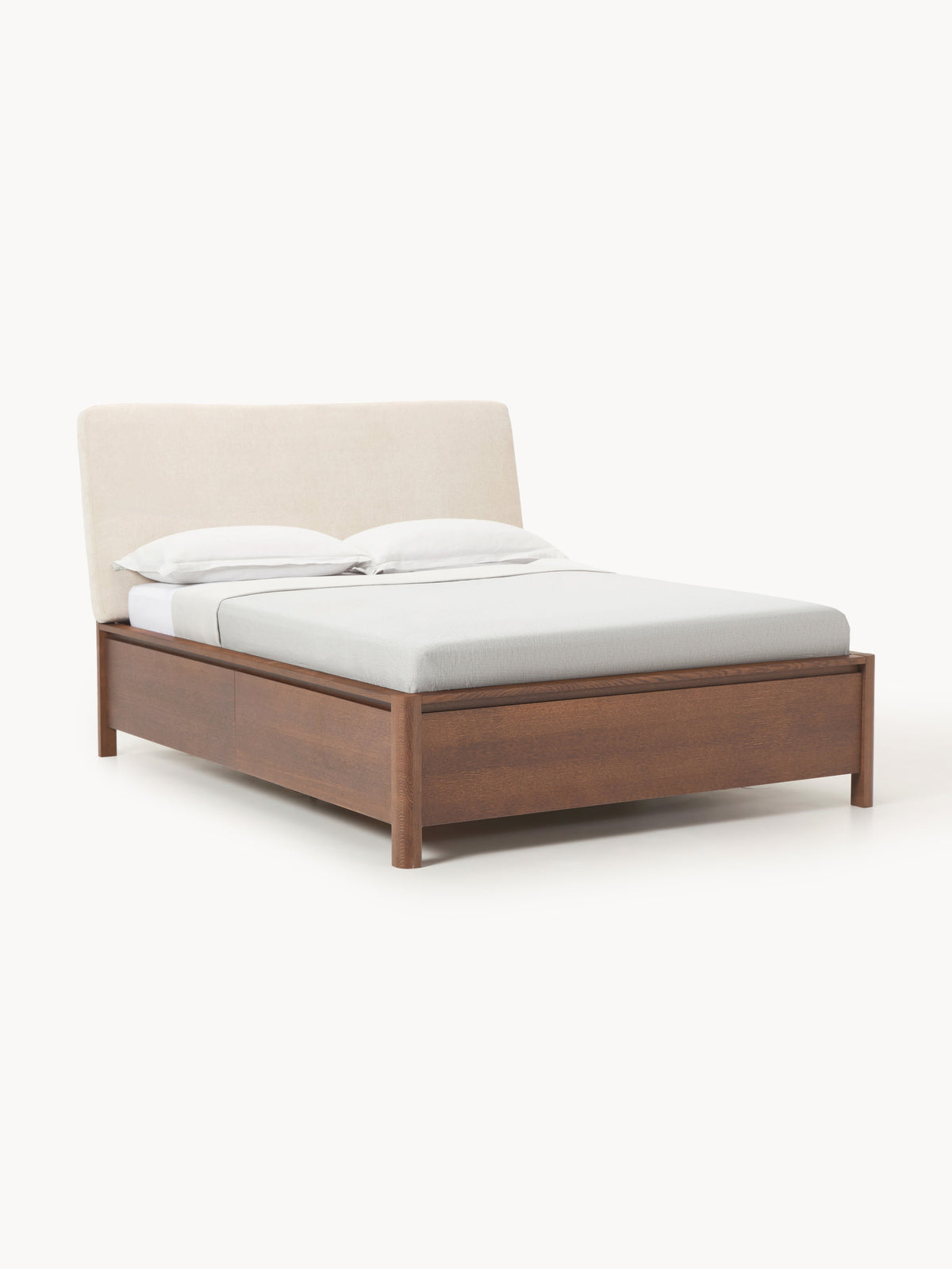 Santevo Wooden Bed with Drawers and Upholstered Headboard