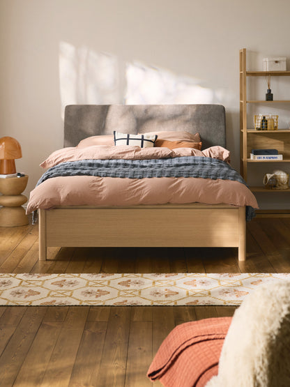 Santevo Wooden Bed with Drawers and Upholstered Headboard