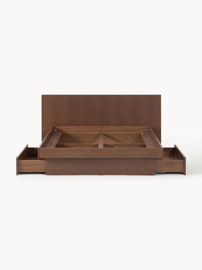 Satengo Wooden Bed with Headboard and Drawers