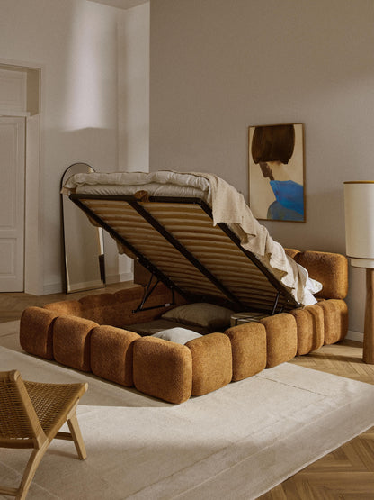 Taliska Upholstered Teddy Bouclé Bed with Storage