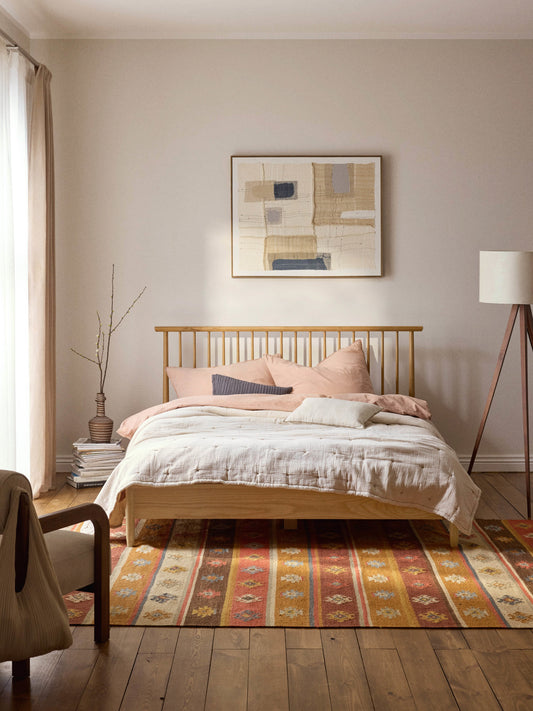 Winsendo Wooden Bed with Pine Headboard