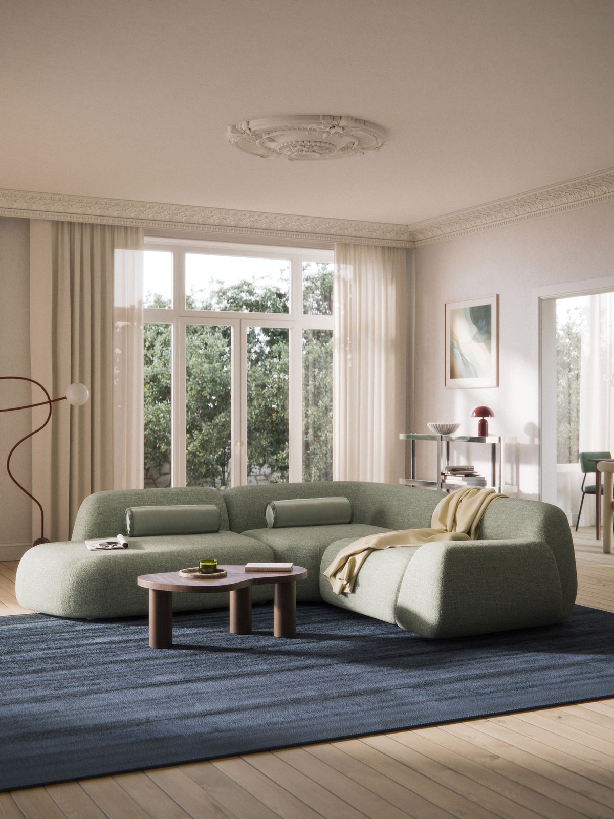Wolnera Modular Bouclé Corner Sofa (4-Seater) with Chaise Longue