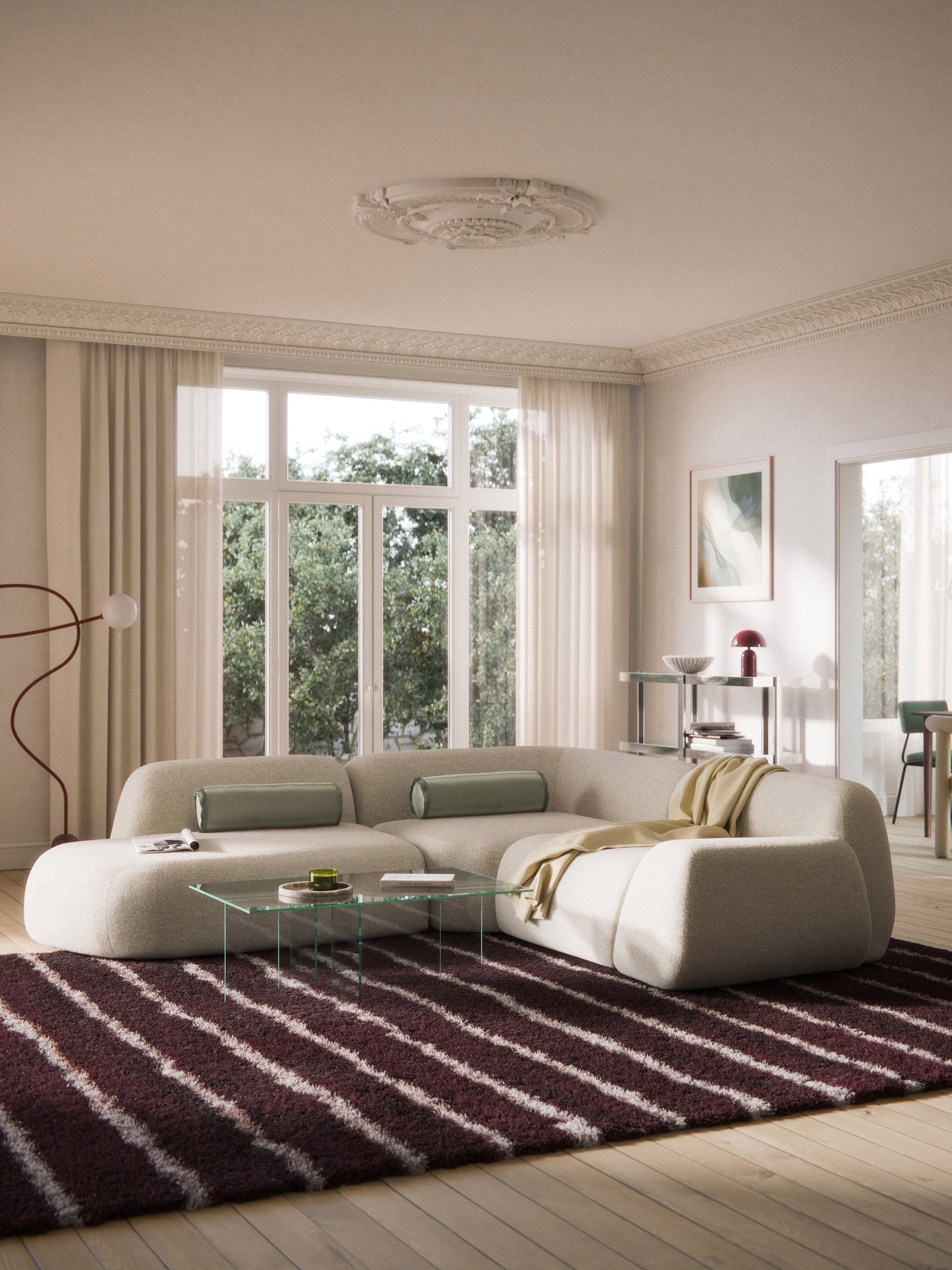 Wolnera Modular Bouclé Corner Sofa (4-Seater) with Chaise Longue