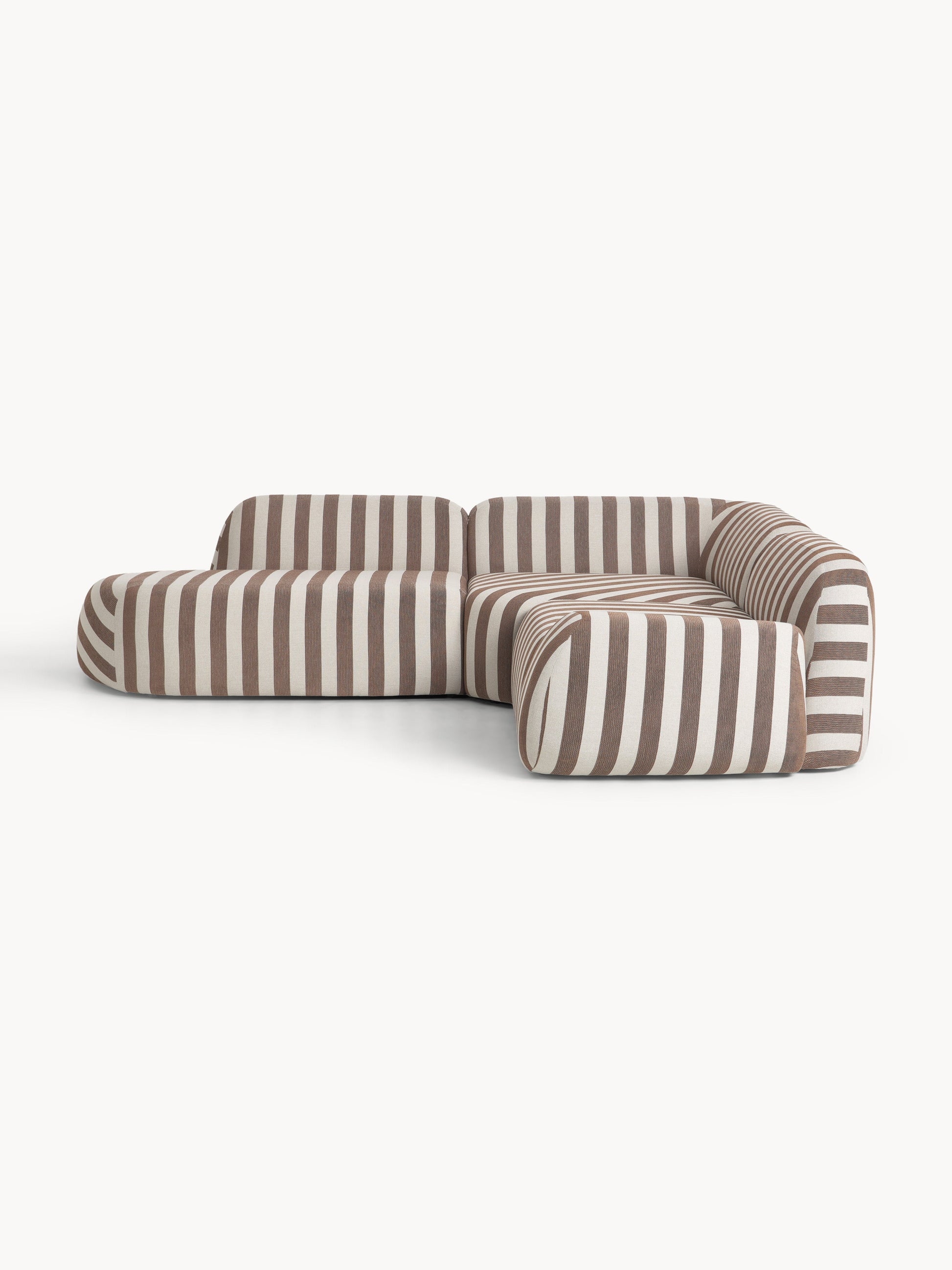 Wolnera Modular Striped Corner Sofa with Chaise Longue (4-Seater)