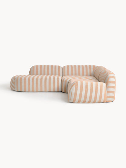 Wolnera Modular Striped Corner Sofa with Chaise Longue (4-Seater)
