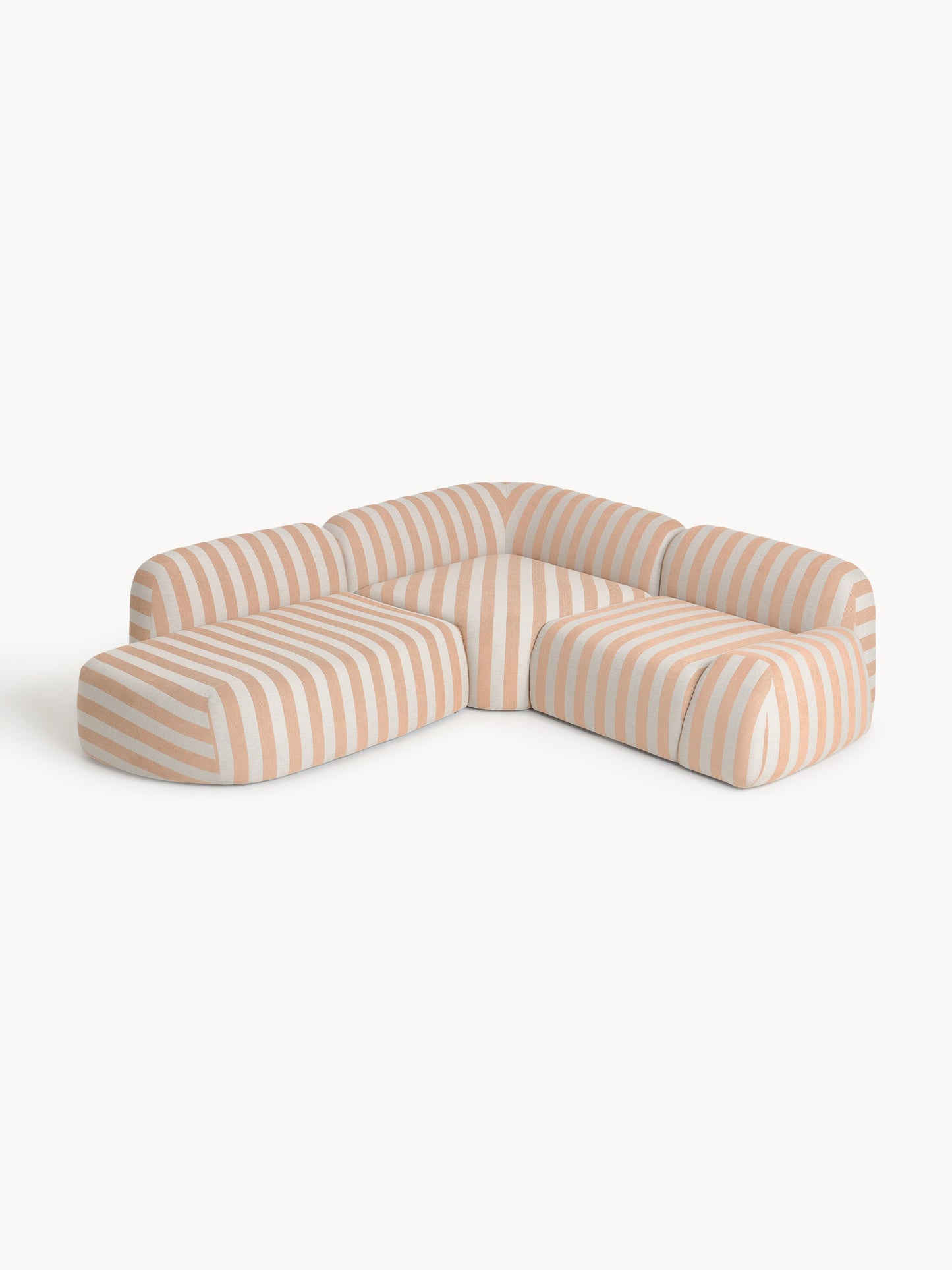 Wolnera Modular Striped Corner Sofa with Chaise Longue (4-Seater)