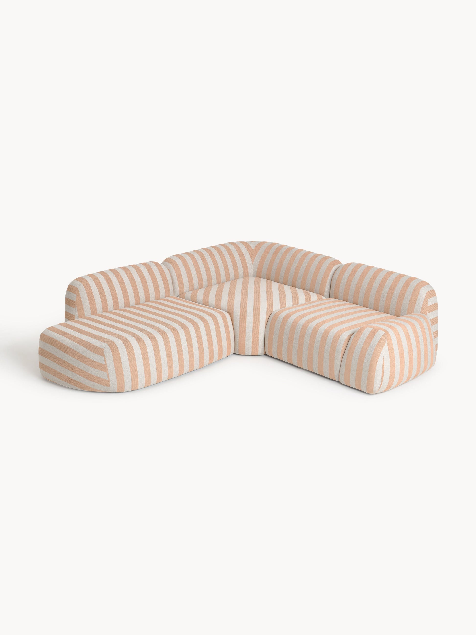 Wolnera Modular Striped Corner Sofa with Chaise Longue (4-Seater)