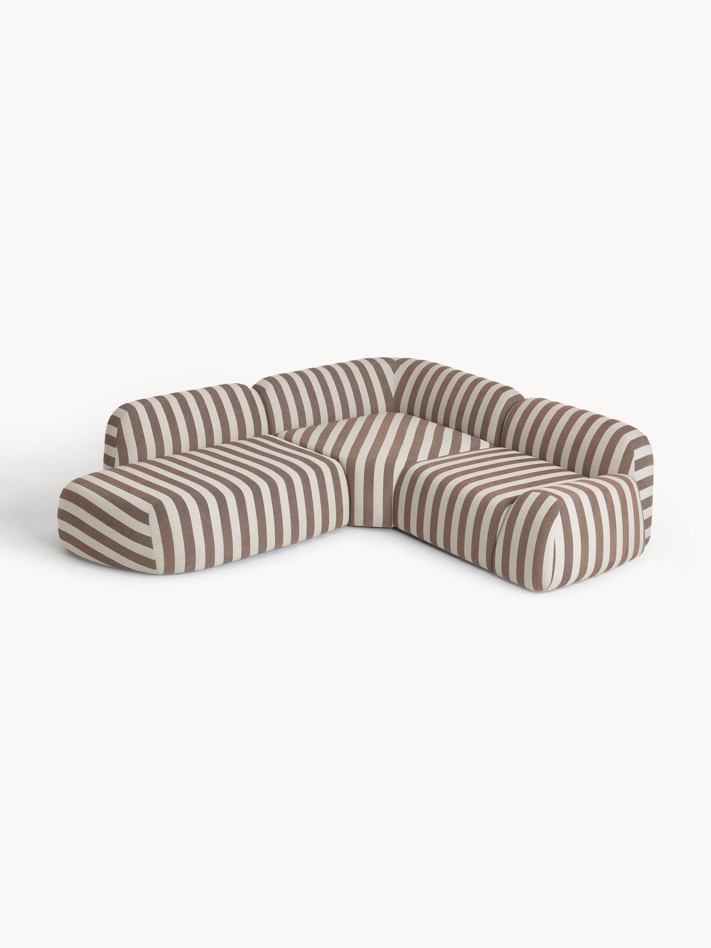 Wolnera Modular Striped Corner Sofa with Chaise Longue (4-Seater)